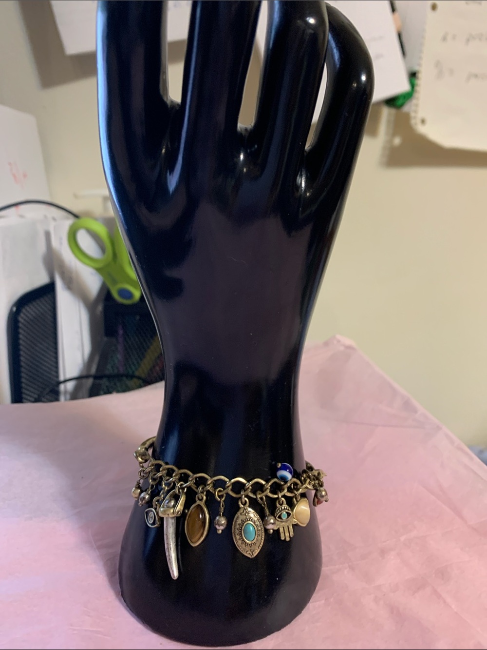 Vintage-Inspired Gold Charm Bracelet with Turquoise Accents